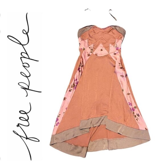 Rare Free People slip mini dress high low pastel orange Size 0/XS - Picture 1 of 16